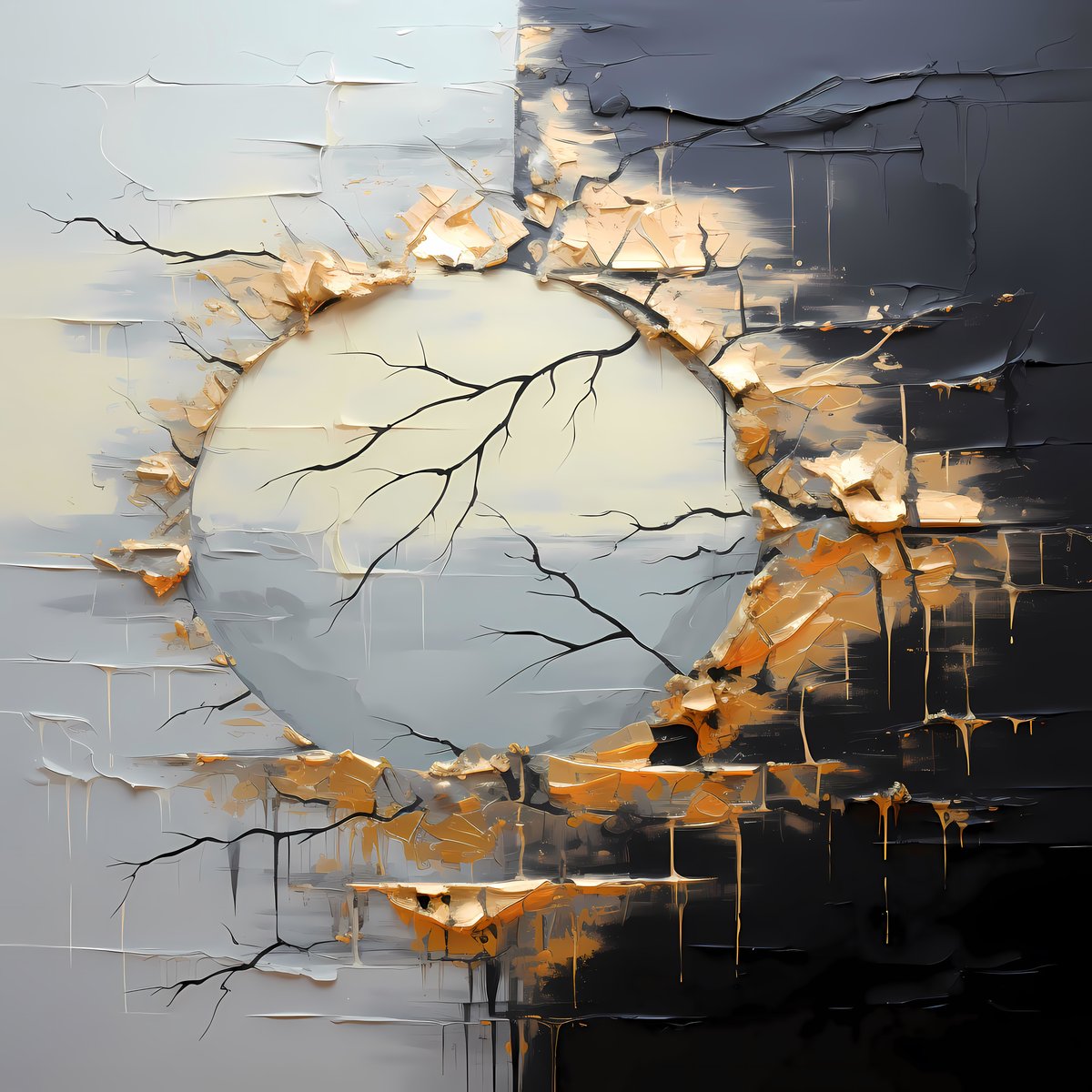 Eclipse — Light and dark, growth and decay, silence and motion — all held together by the golden seams between.