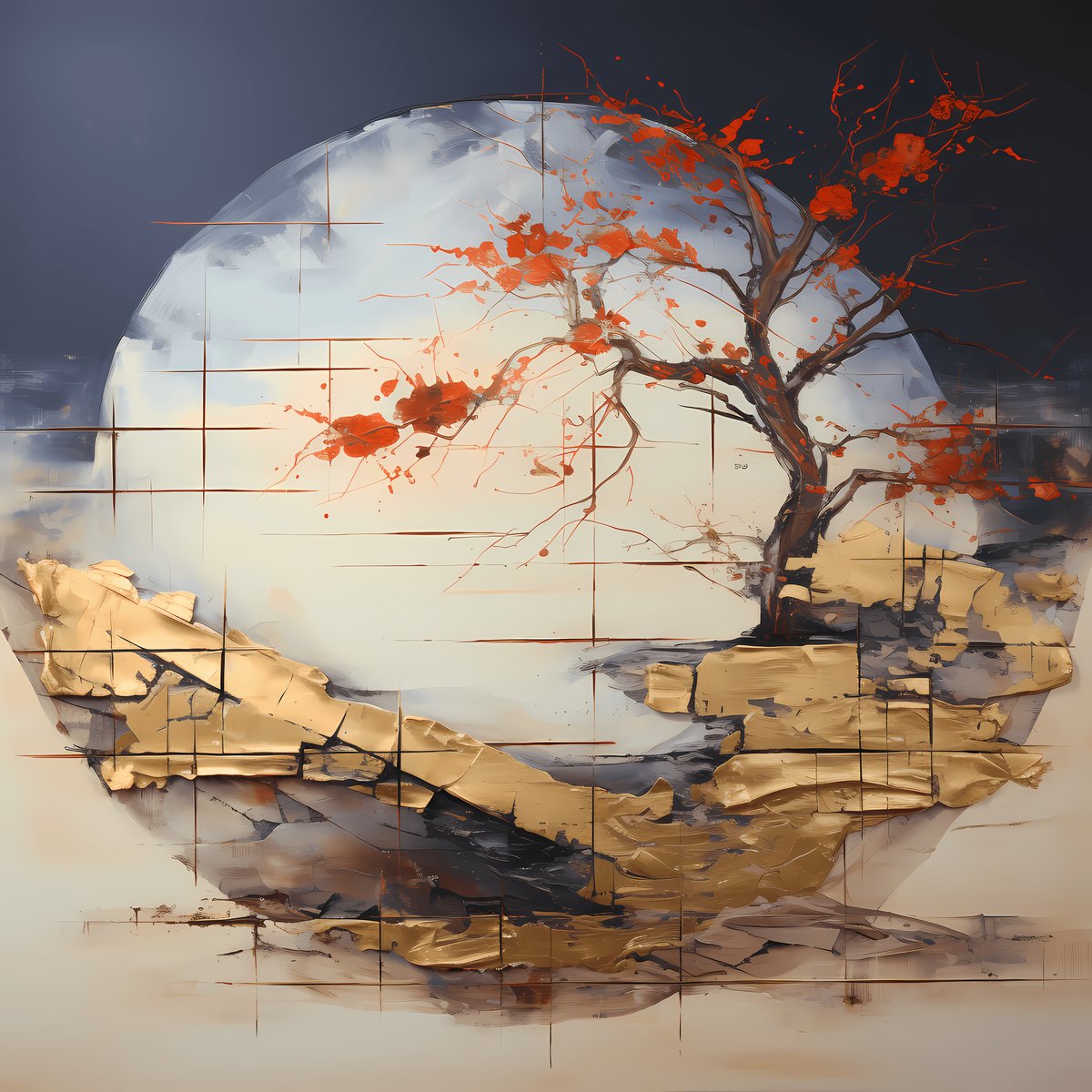 Tranquil View — A serene vista where stillness has settled like sediment — calm made visible, gold marking every moment of past motion.